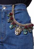 Blue Cotton Embellished BermudaDenim Shorts 4