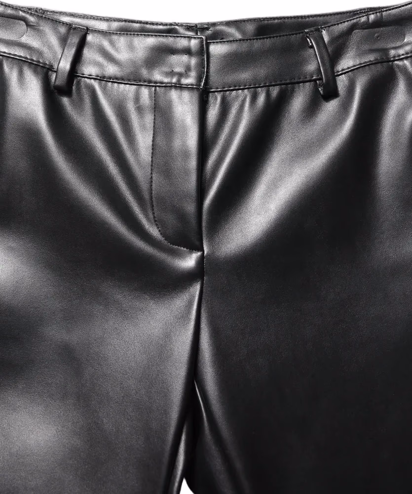 Black PU Leather High Waisted Trouser Pants
