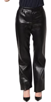 Black PU Leather High Waisted Trouser Pants 2