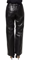 Black PU Leather High Waisted Trouser Pants 4