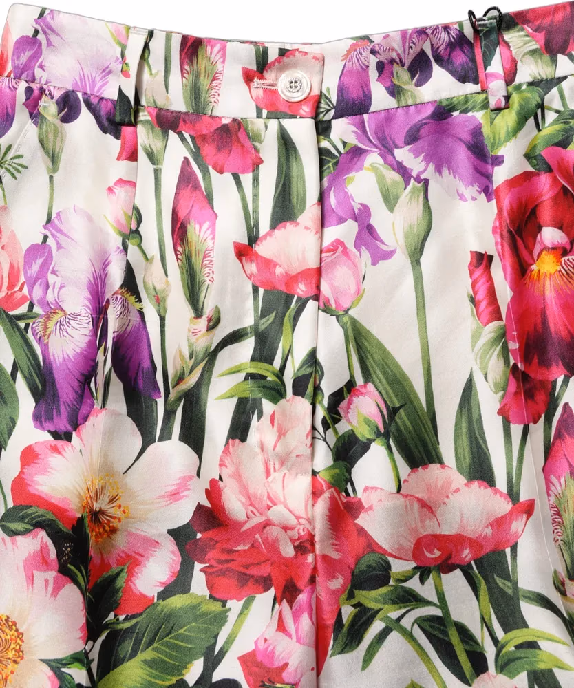 Multicolor Floral Print Tapered Trouser Pants