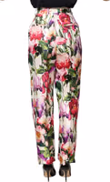 Multicolor Floral Print Tapered Trouser Pants 4