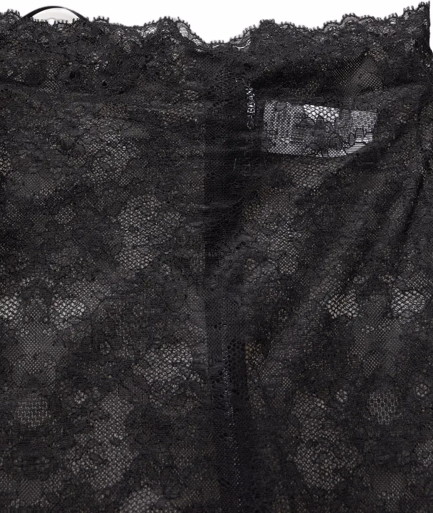 Black Floral Lace High Waist KneeLength Skirt
