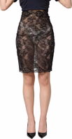 Black Floral Lace High Waist KneeLength Skirt 2