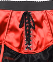Red Satin Corset Style High Waist Mini Skirt 1