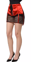 Red Satin Corset Style High Waist Mini Skirt 3