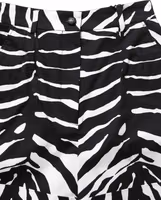 Black White Zebra Print Cotton High Waist Shorts 1