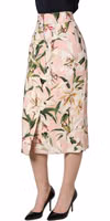 Pink Lilium Print High Waist Pencil Skirt 3