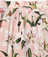 Pink Lilium Print High Waist Pencil Skirt 5