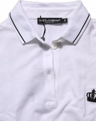 White Crown Cotton Short Sleeves Polo Top