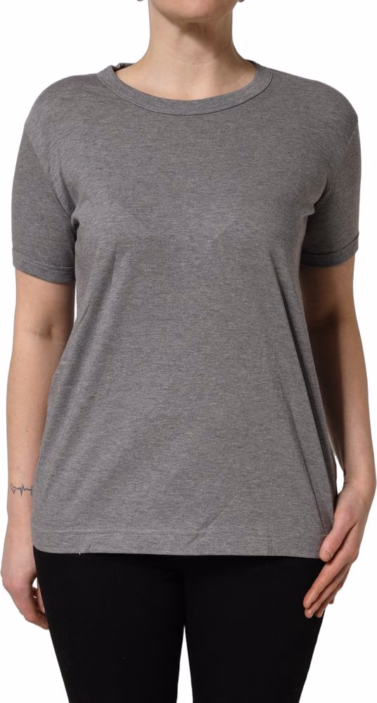 Grey Cotton Short Sleeves Crew Neck T-shirt