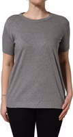 Grey Cotton Short Sleeves Crew Neck T-shirt 1