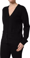 Black Wool Knit Button Cardigan Sweater 3