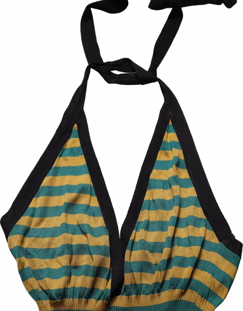 Multicolor Stripes Wool Knit Halter Tank Top