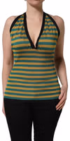 Multicolor Stripes Wool Knit Halter Tank Top 2