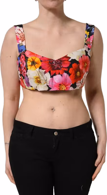Multicolor Floral Cropped Bustier Tank Top