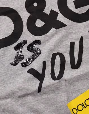 Gray Cotton Logo Printed Crew Neck T-shirt