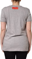 Gray Cotton Logo Printed Crew Neck T-shirt 4