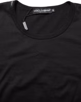 Black Cotton Round Neck Short Sleeves T-Shirt 1