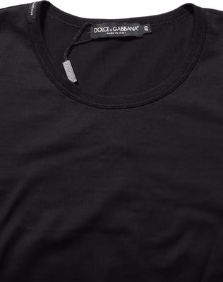 Black Cotton Round Neck Short Sleeves T-Shirt