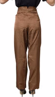 Brown High Waist Flared Trouser Pants 4