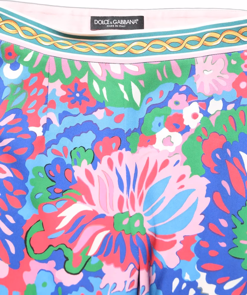 Multicolor Floral Stretch Jersey Leggings Pants