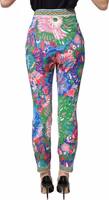 Multicolor Floral Stretch Jersey Leggings Pants 4