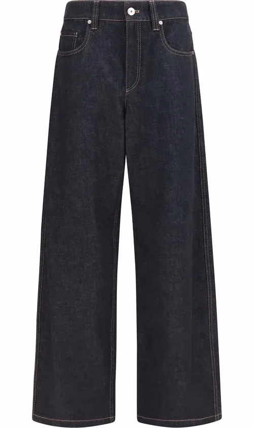 Blue Cotton Straight-Leg Jeans