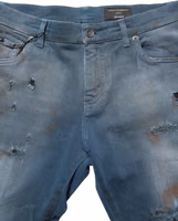 Blue Distressed Mid Waist Skinny Denim Jeans 1