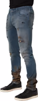 Blue Distressed Mid Waist Skinny Denim Jeans 3