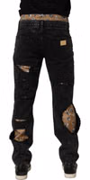 Black Distressed Cotton Straight Denim Jeans 3