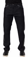Black Cotton Mid Waist Classic Men Denim Jeans 2