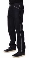 Black Cotton Mid Waist Classic Men Denim Jeans 3