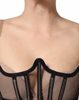 Black Sheer Tulle Bodysuit Cropped Corset Top 5