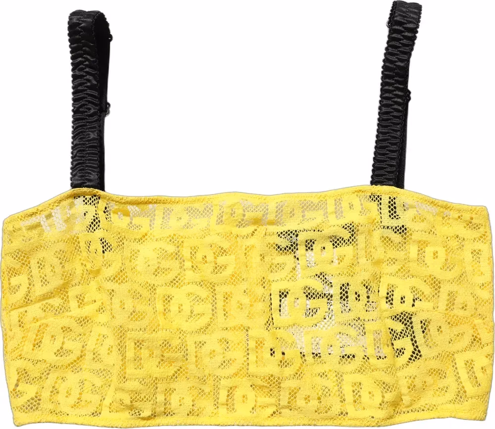 Yellow Cotton Crepe Chiffon Crop Bralette Top