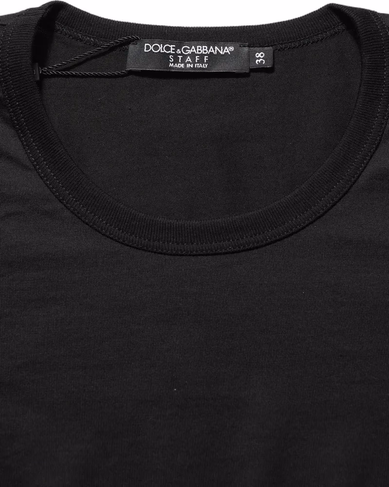 Black Cotton Round Neck Short Sleeve T-shirt