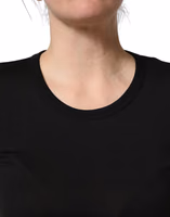 Black Cotton Round Neck Short Sleeve T-shirt 5