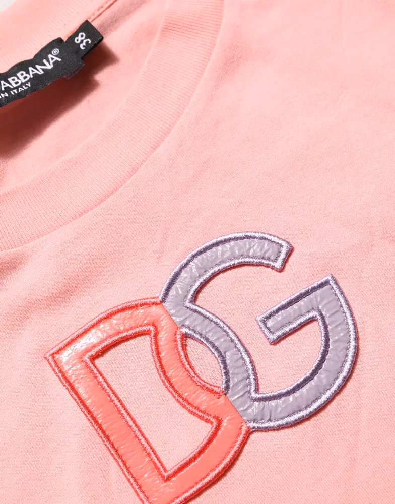 Pink Cotton DG Logo Round Neck Tank T-shirt