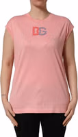 Pink Cotton DG Logo Round Neck Tank T-shirt 2