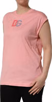 Pink Cotton DG Logo Round Neck Tank T-shirt 3