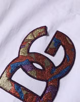 White Cotton DG Logo Patch Crew Neck T-shirt 1