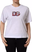 White Cotton DG Logo Patch Crew Neck T-shirt 2