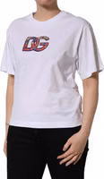 White Cotton DG Logo Patch Crew Neck T-shirt 3