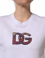 White Cotton DG Logo Patch Crew Neck T-shirt 5