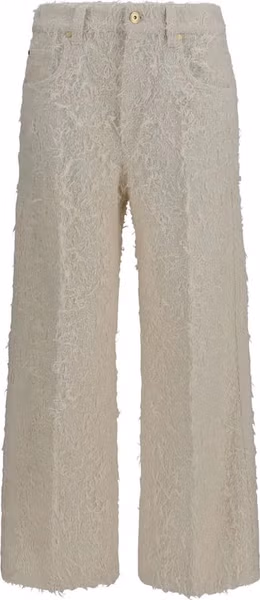 Beige Cotton Cropped Pants