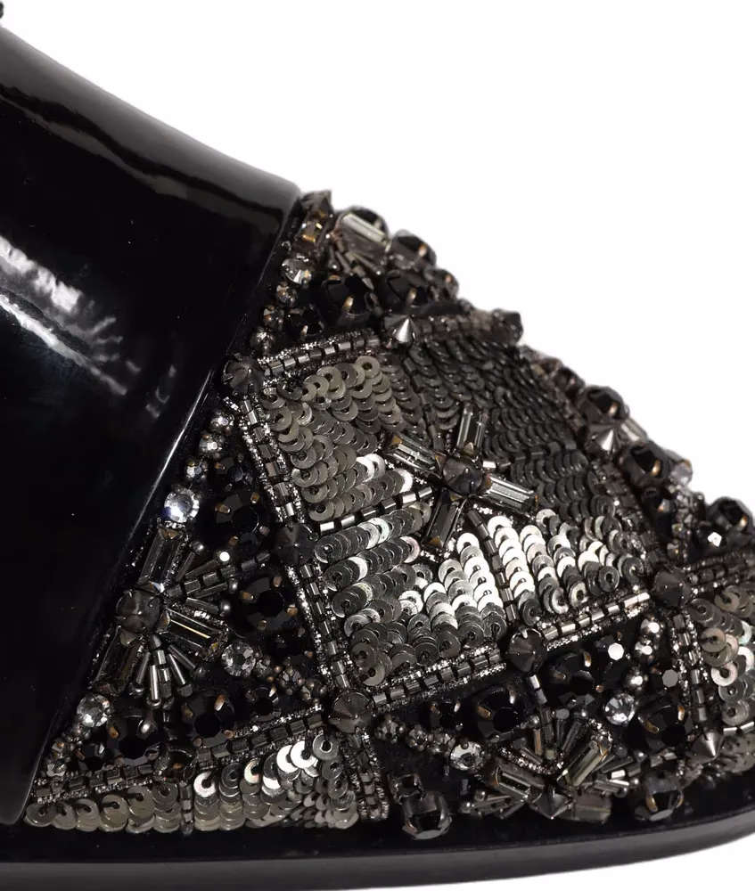 Black Embellished Men Derby Dress Formal Shoes