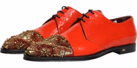 Red Embellished Men Derby Dress Formal Shoes 4