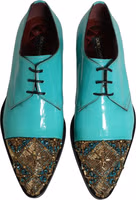 Aqua Blue Embellished Derby Dress Formal Shoes 3