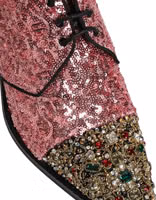 Pink Sequin Embellished Men Derby Dress Shoes 1