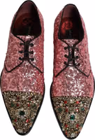 Pink Sequin Embellished Men Derby Dress Shoes 3